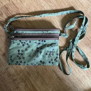 Suede Olive Japanese flower clutch